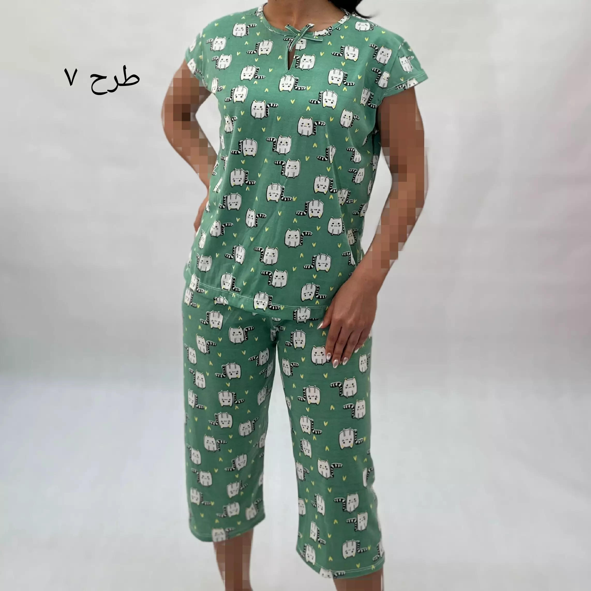 ست تیشرت و شلوارک میکس یقه گره 0011574033